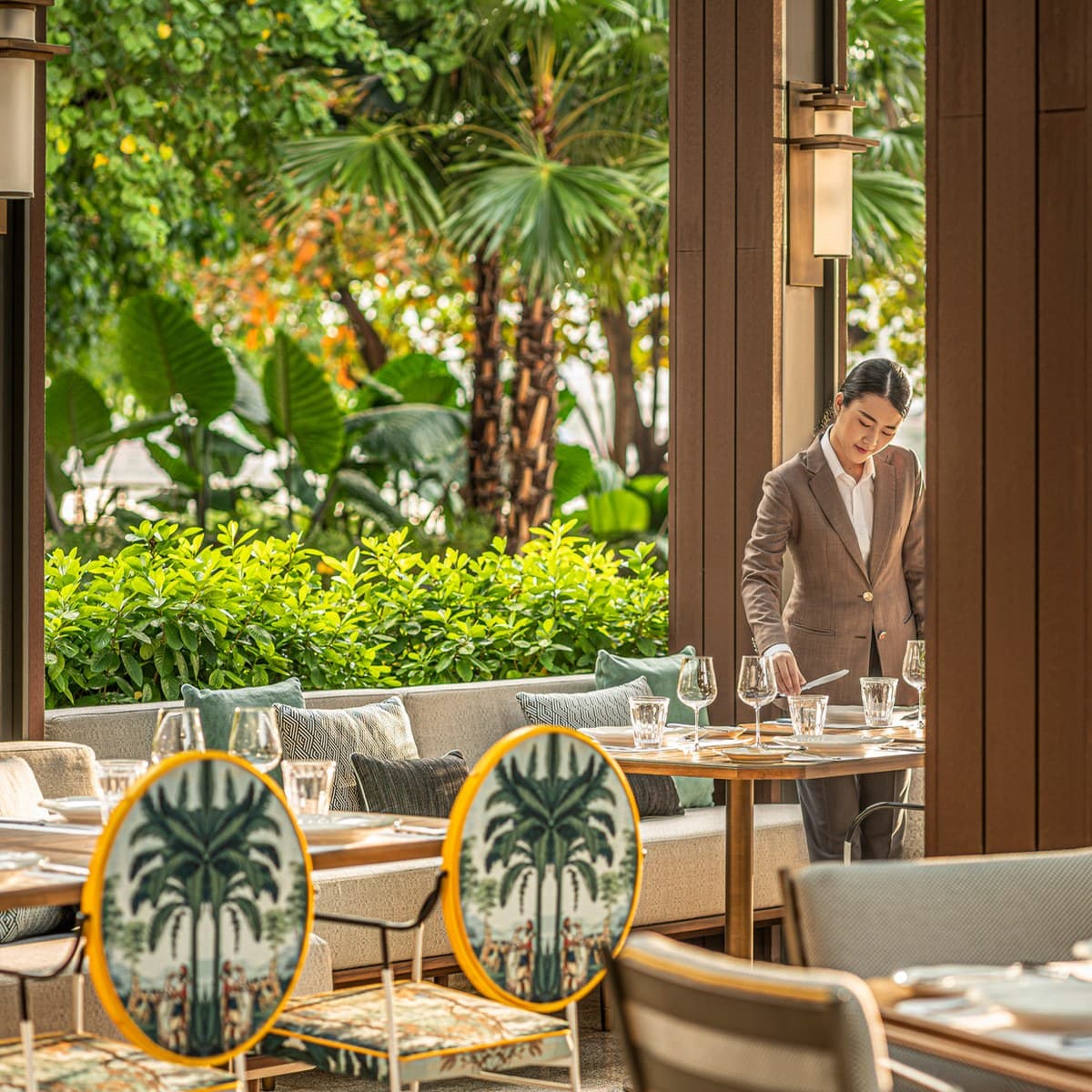 Riverside terrace dining
